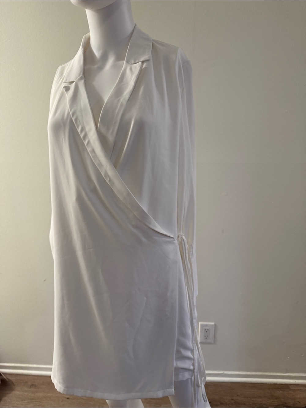 White Wrap-Front Dress with Tie Detail